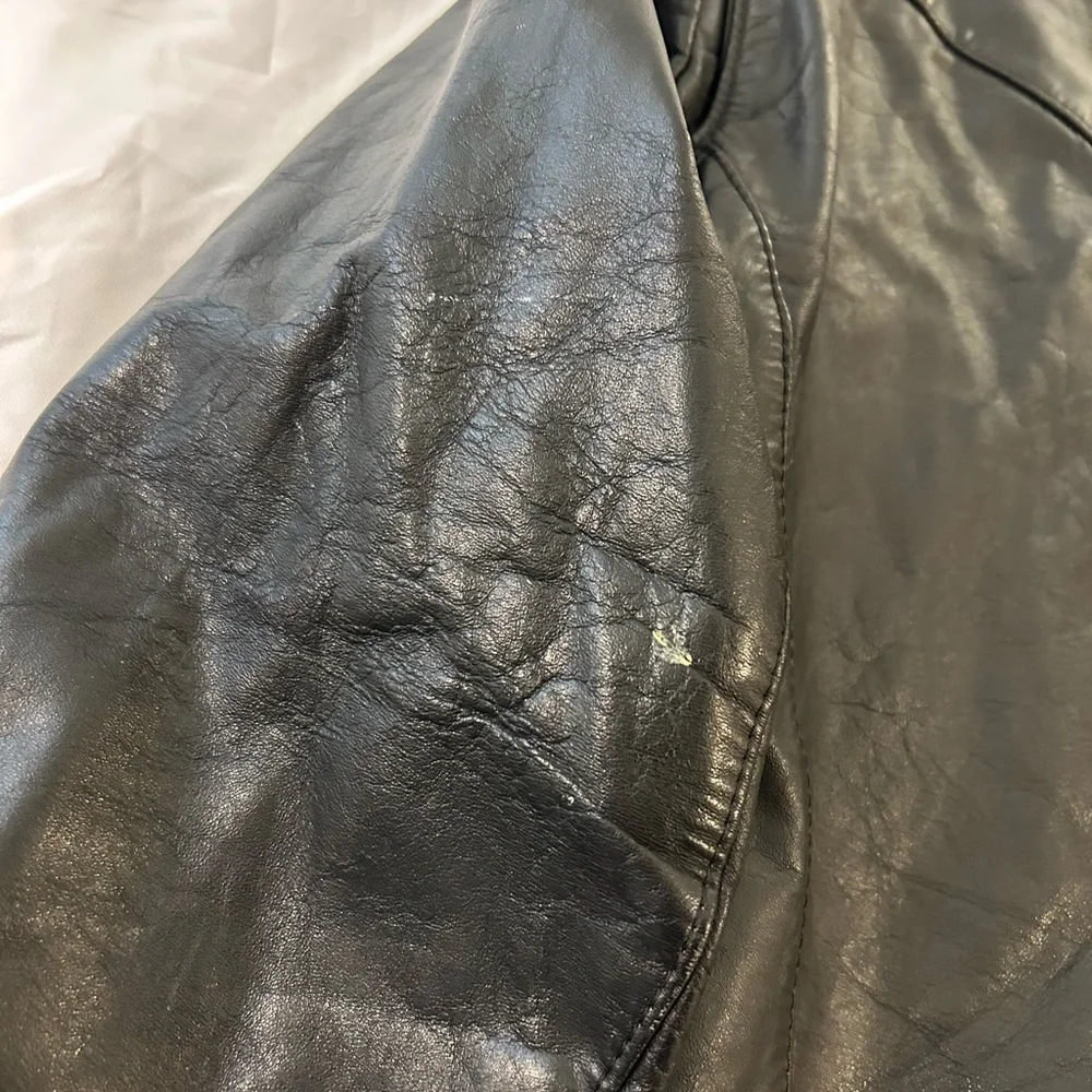 Vintage Brown Leather Motorcycle Jacket USA Made Size 42 Cafe Racer Distressed